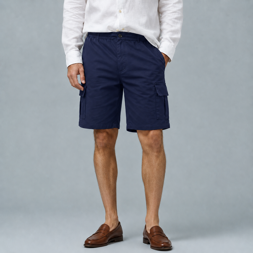 Men's Multi-Pocket Cargo Shorts Black Canvas