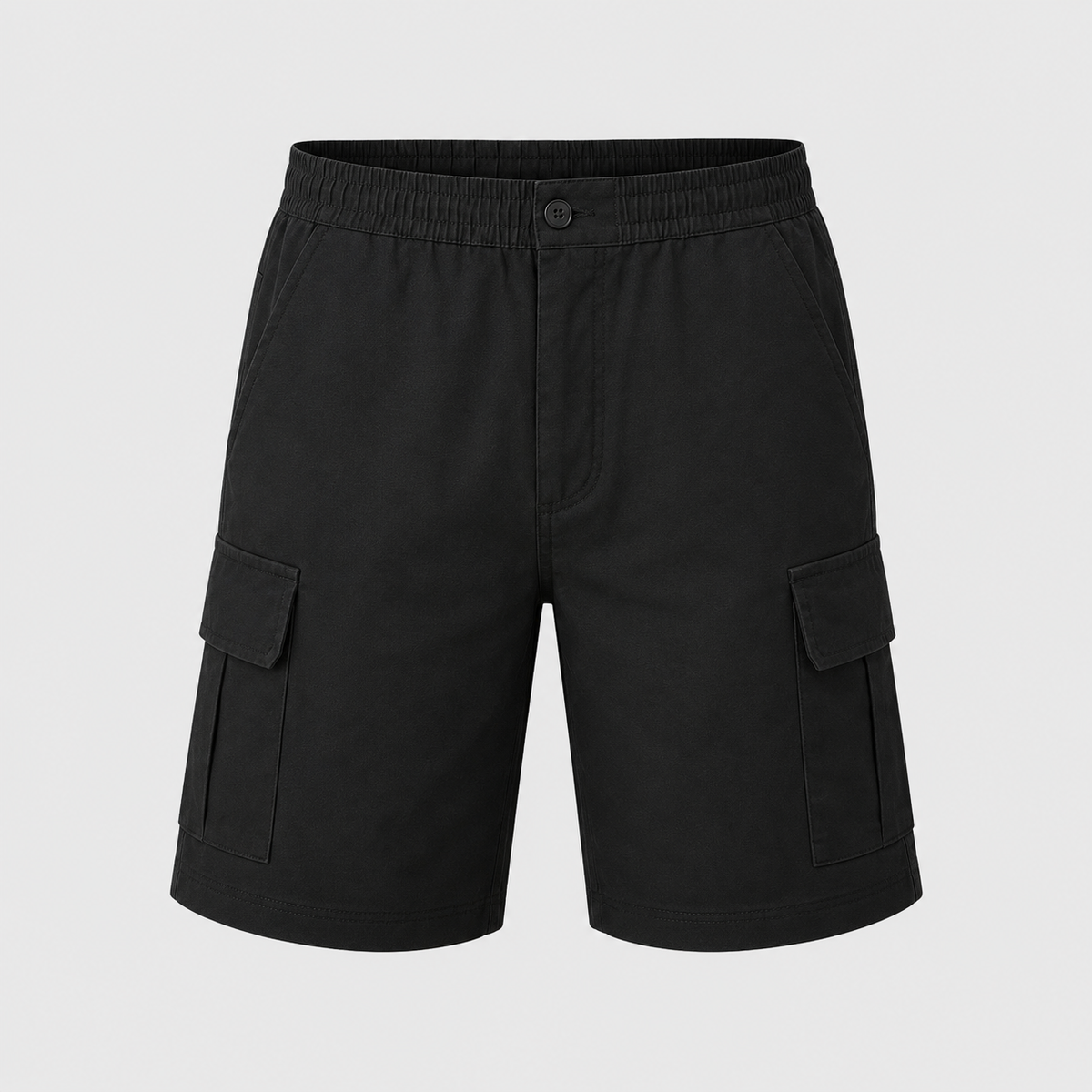 Men's Multi-Pocket Cargo Shorts Black Canvas