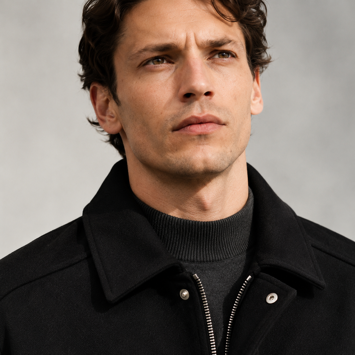 Men's Multi-Pocket Windbreaker Jacket Black Canvas