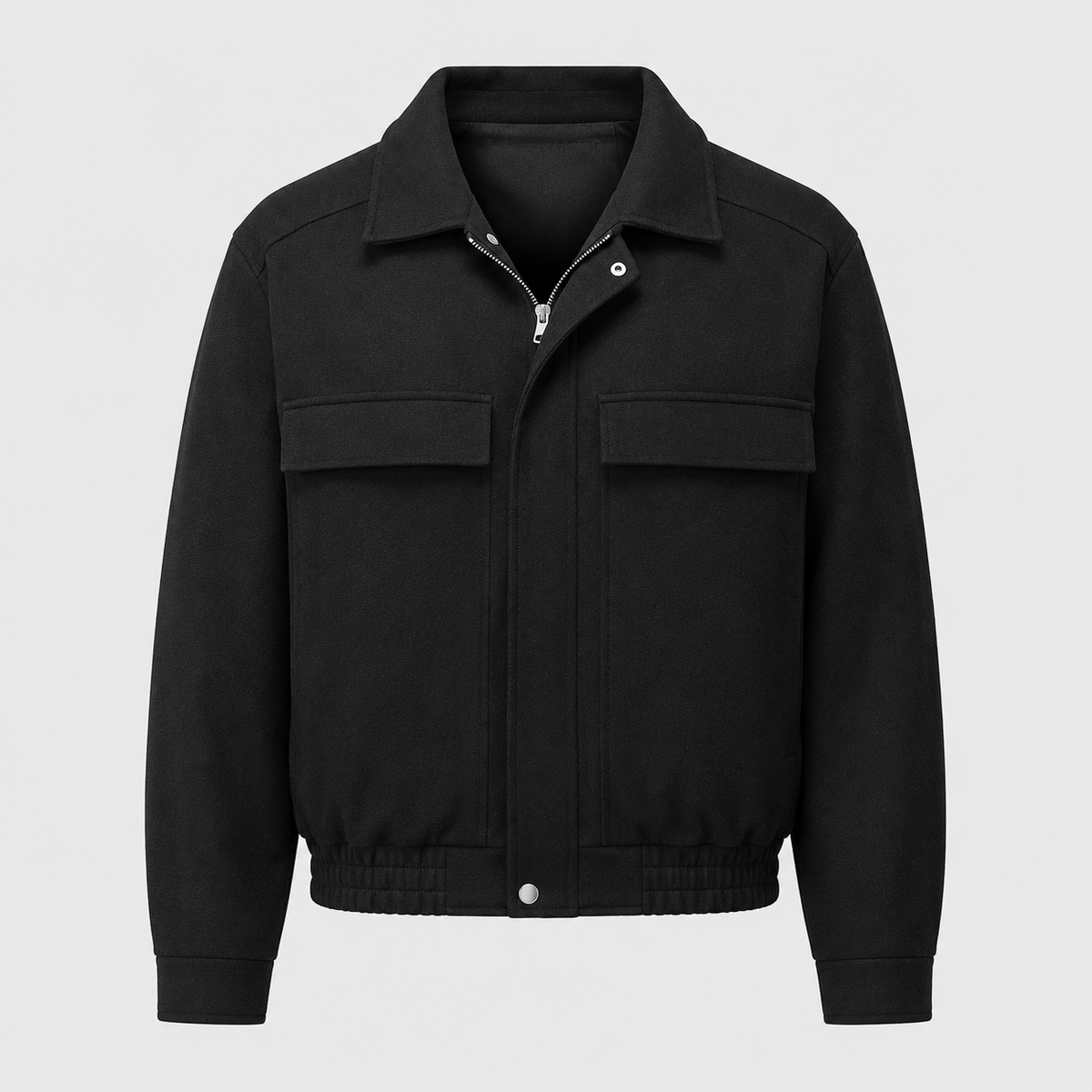 Men's Multi-Pocket Windbreaker Jacket Black Canvas