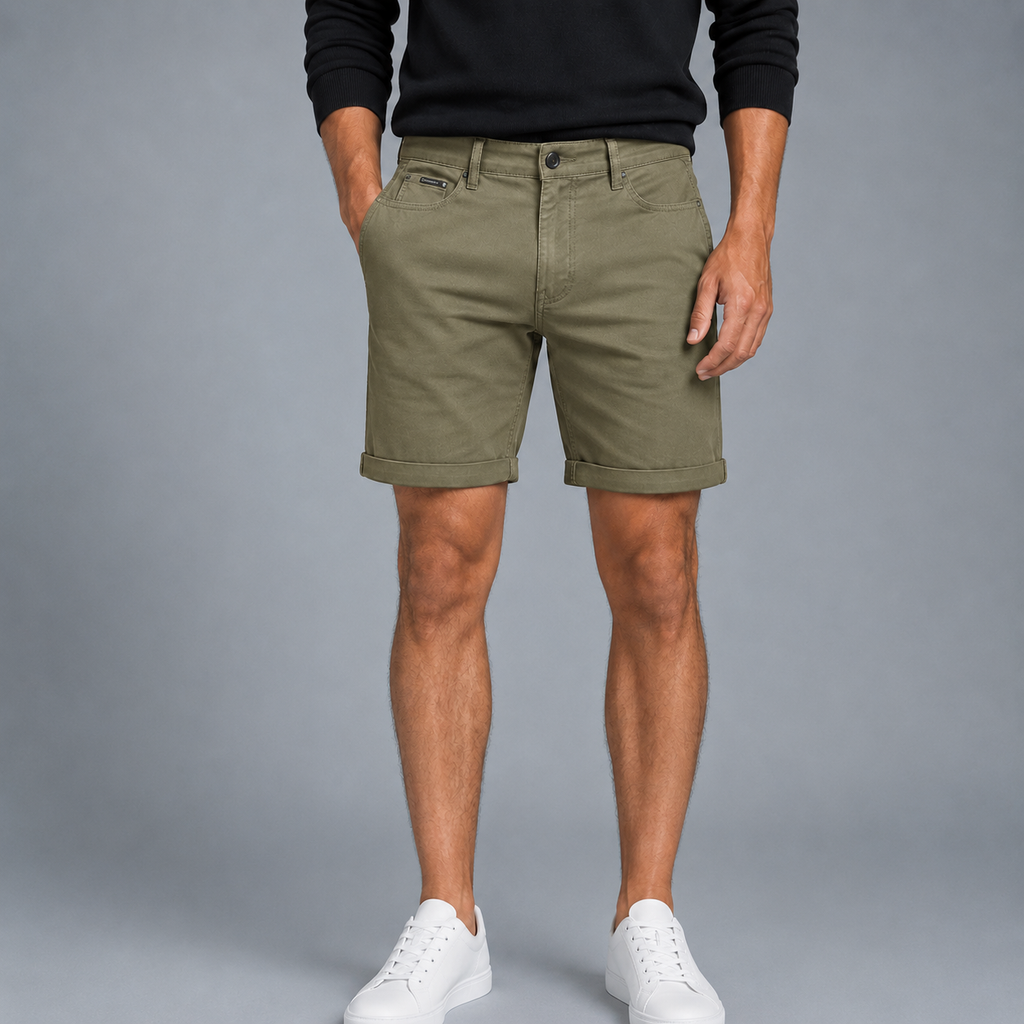 Men's Oversized Stretch Cotton Shorts Black Canvas