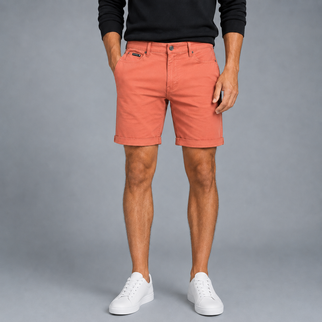 Men's Oversized Stretch Cotton Shorts Black Canvas