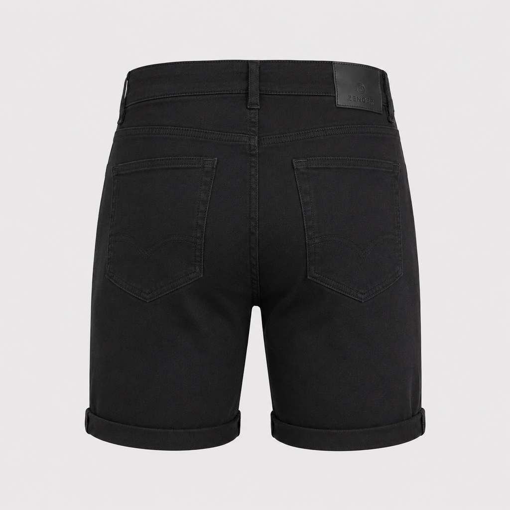 Men's Oversized Stretch Cotton Shorts Black Canvas