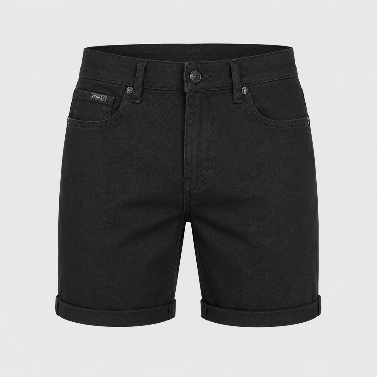 Men's Oversized Stretch Cotton Shorts Black Canvas