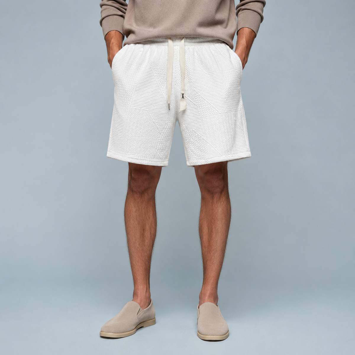 Men's Pattern Minimalist Sweat Shorts Black Canvas