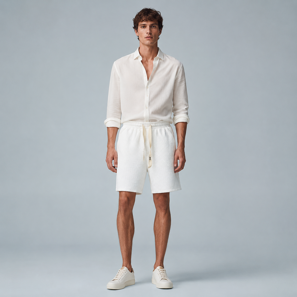 Men's Pattern Minimalist Sweat Shorts Black Canvas