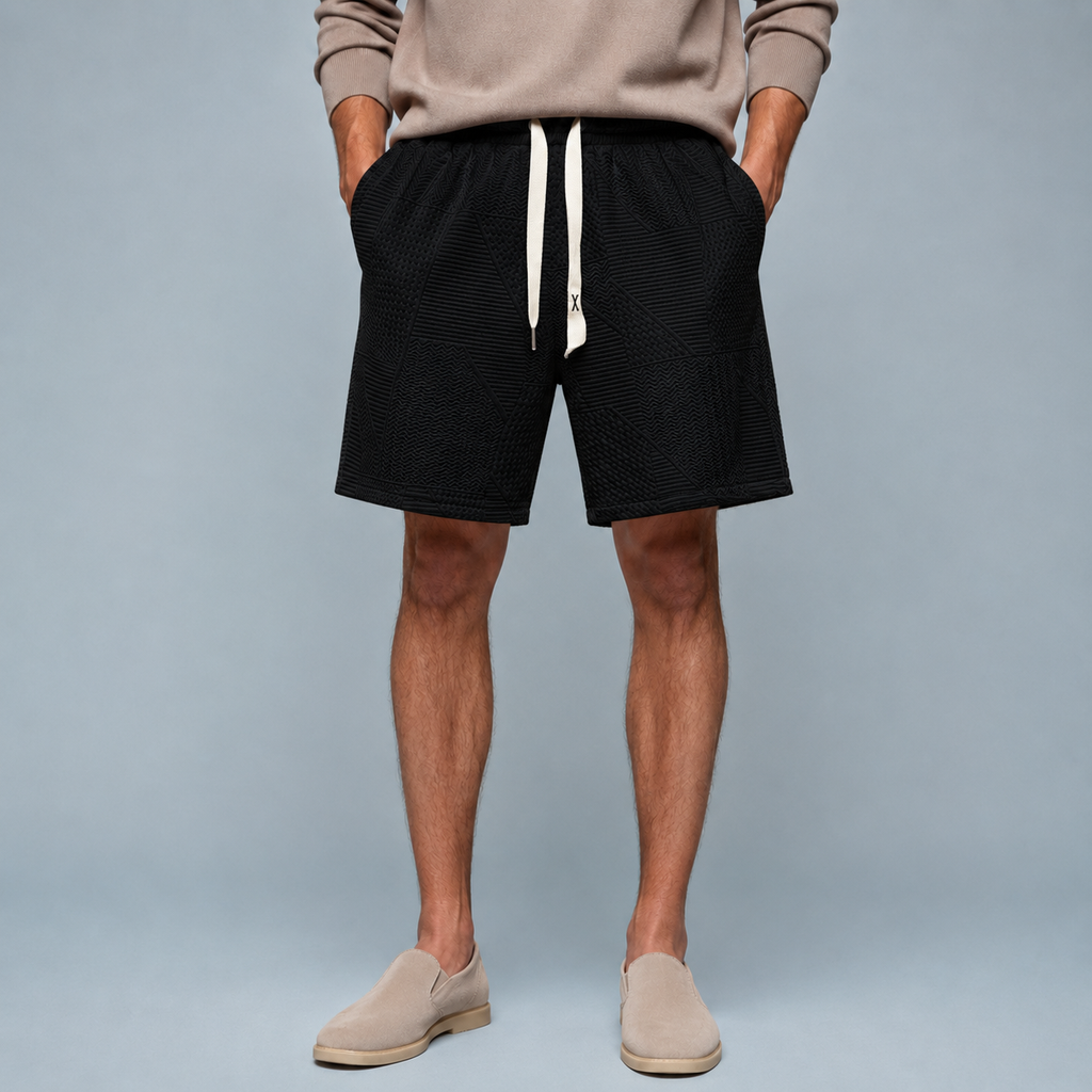 Men's Pattern Minimalist Sweat Shorts Black Canvas