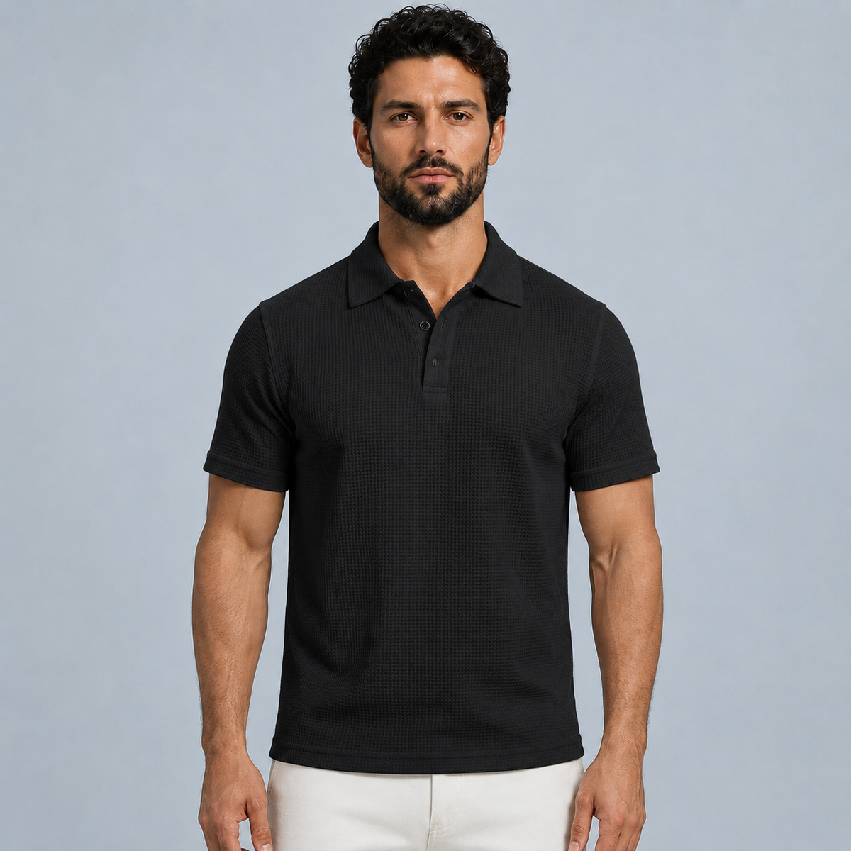 Men's Polo Shirt Lightweight Black Canvas