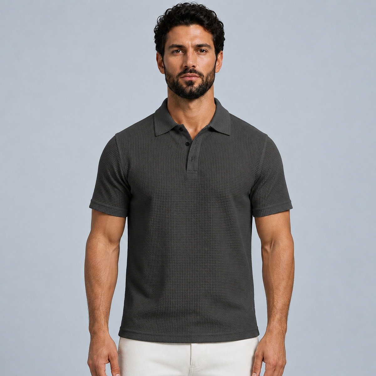 Men's Polo Shirt Lightweight Black Canvas