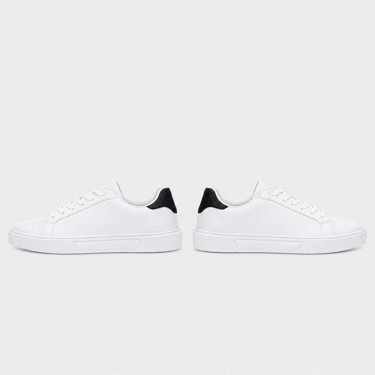 Men's PU Leather Smart Casual White Sneakers Black Canvas