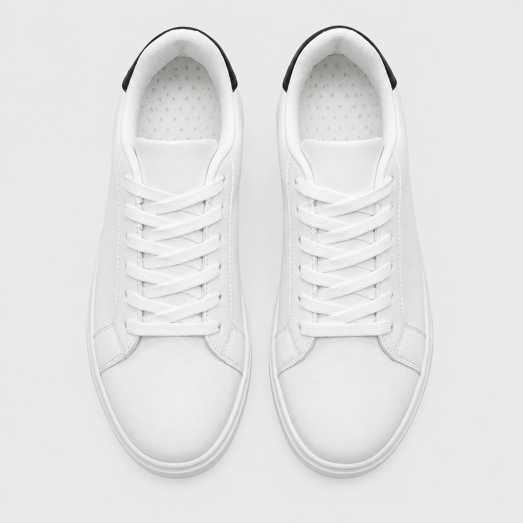 Men's PU Leather Smart Casual White Sneakers Black Canvas