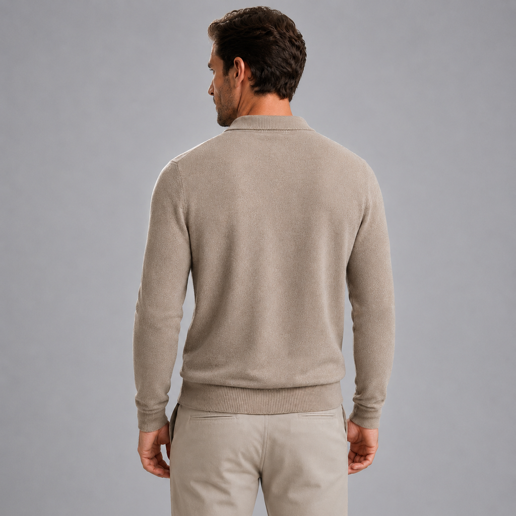 Men's Pure Wool Polo Neck Knitted Pullover Black Canvas