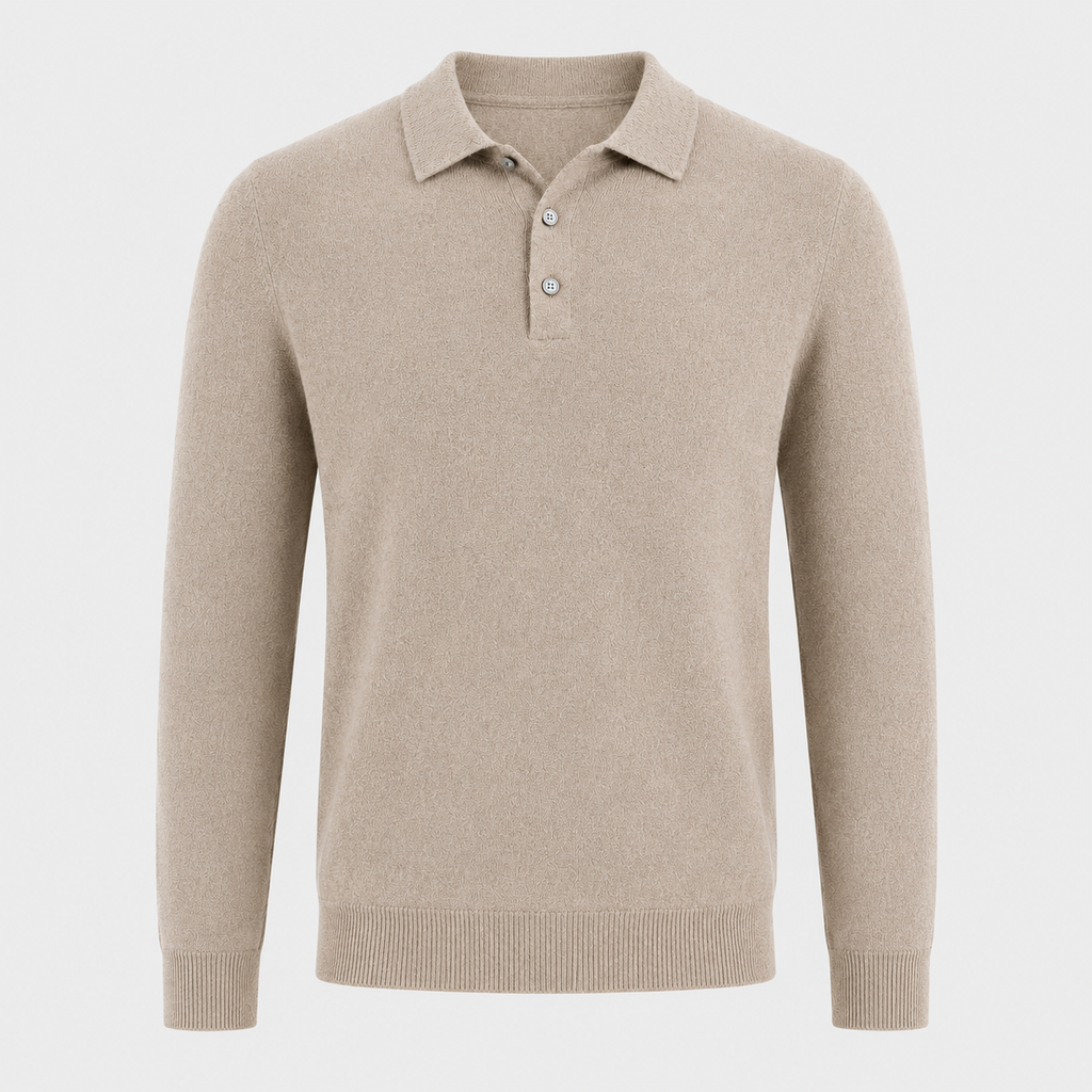 Men's Pure Wool Polo Neck Knitted Pullover Black Canvas