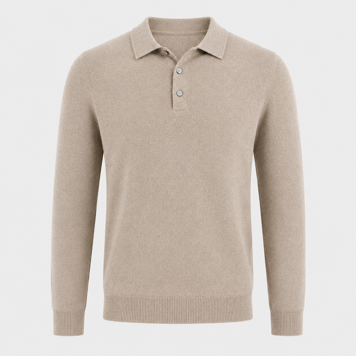 Men's Pure Wool Polo Neck Knitted Pullover Black Canvas