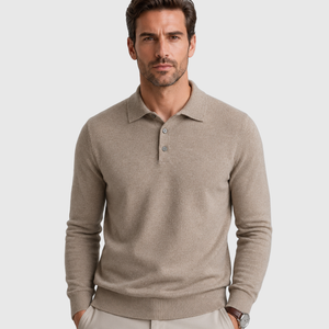 Men's Pure Wool Polo Neck Knitted Pullover Black Canvas