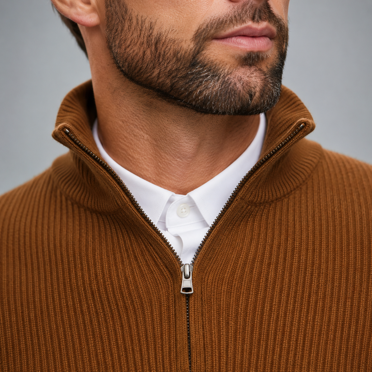 Men's Quarter-Zip Mock Neck Slim Knit Pullover Black Canvas
