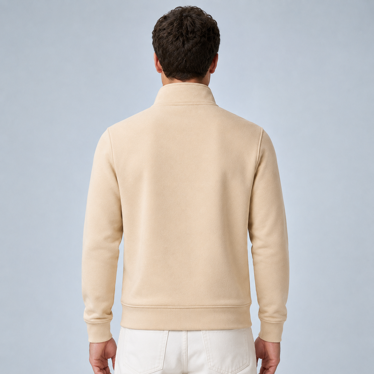 Men's Quarter-Zip Pullover Sweatshirt Black Canvas