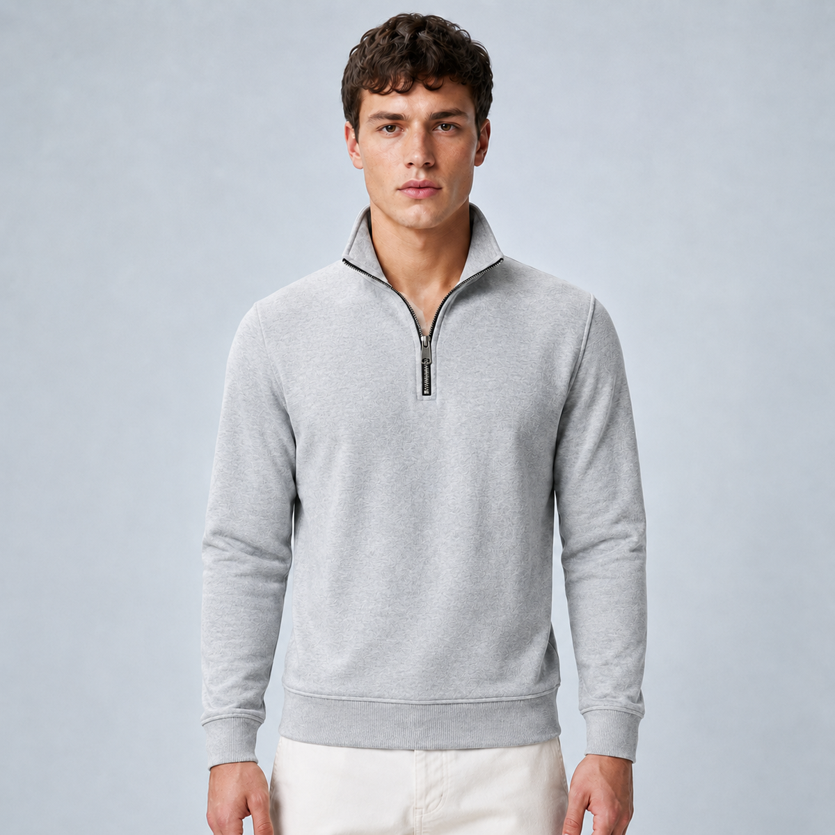 Men's Quarter-Zip Pullover Sweatshirt Black Canvas