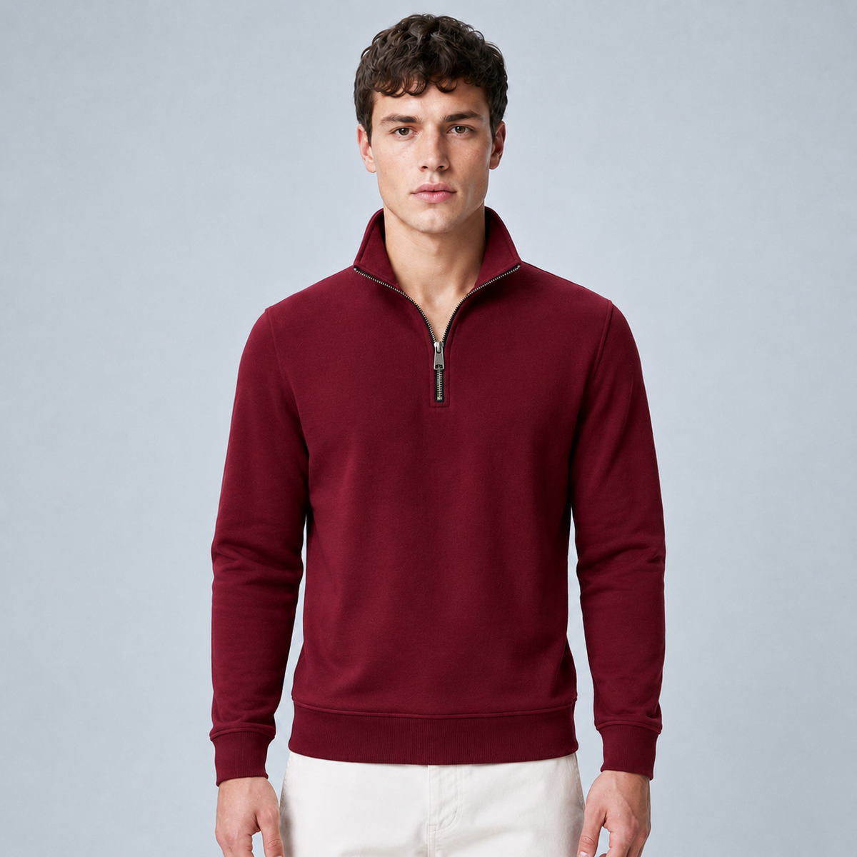 Men's Quarter-Zip Pullover Sweatshirt Black Canvas