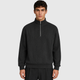 Men's Quarter-Zip Striped Long Sleeve Sweatshirt Black Canvas