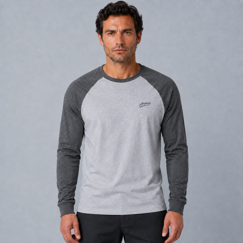 Men's Raglan Sleeve Contrast Baseball T-Shirt Black Canvas