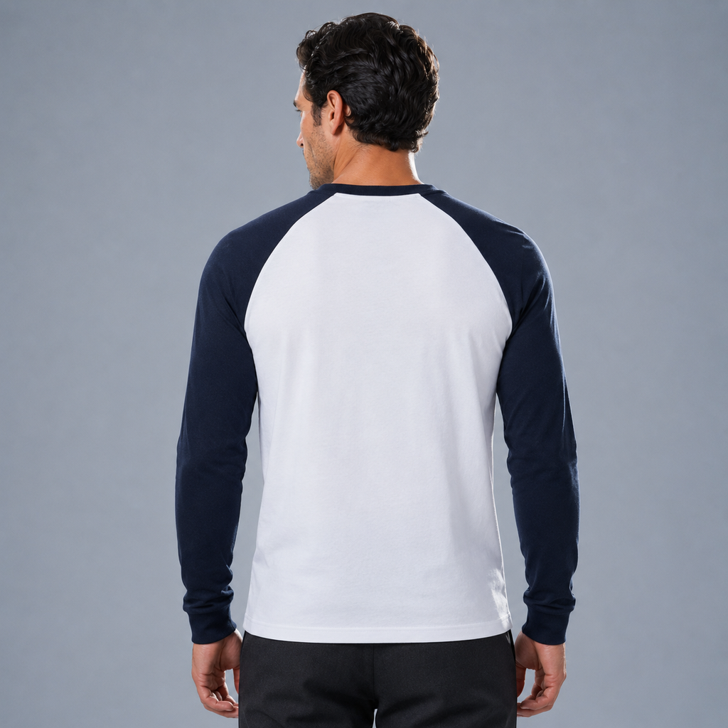 Men's Raglan Sleeve Contrast Baseball T-Shirt Black Canvas