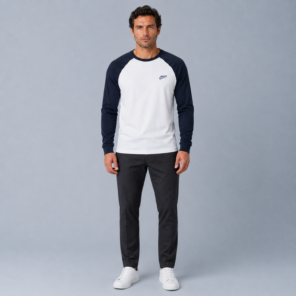 Men's Raglan Sleeve Contrast Baseball T-Shirt Black Canvas