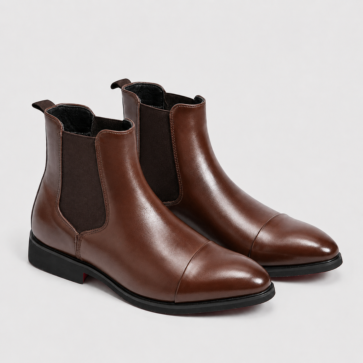 Men's Round Toe Slip-On Chelsea Boots Black Canvas