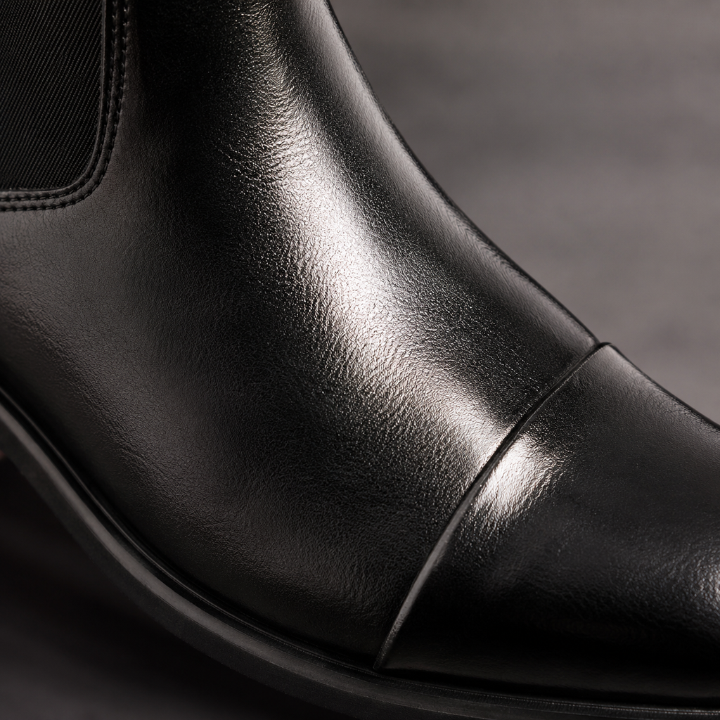 Men's Round Toe Slip-On Chelsea Boots Black Canvas