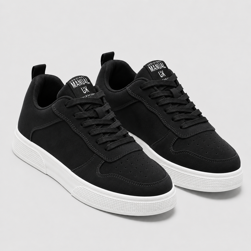 Men's Skate-Style Slip-Resistant Trainers Black Canvas