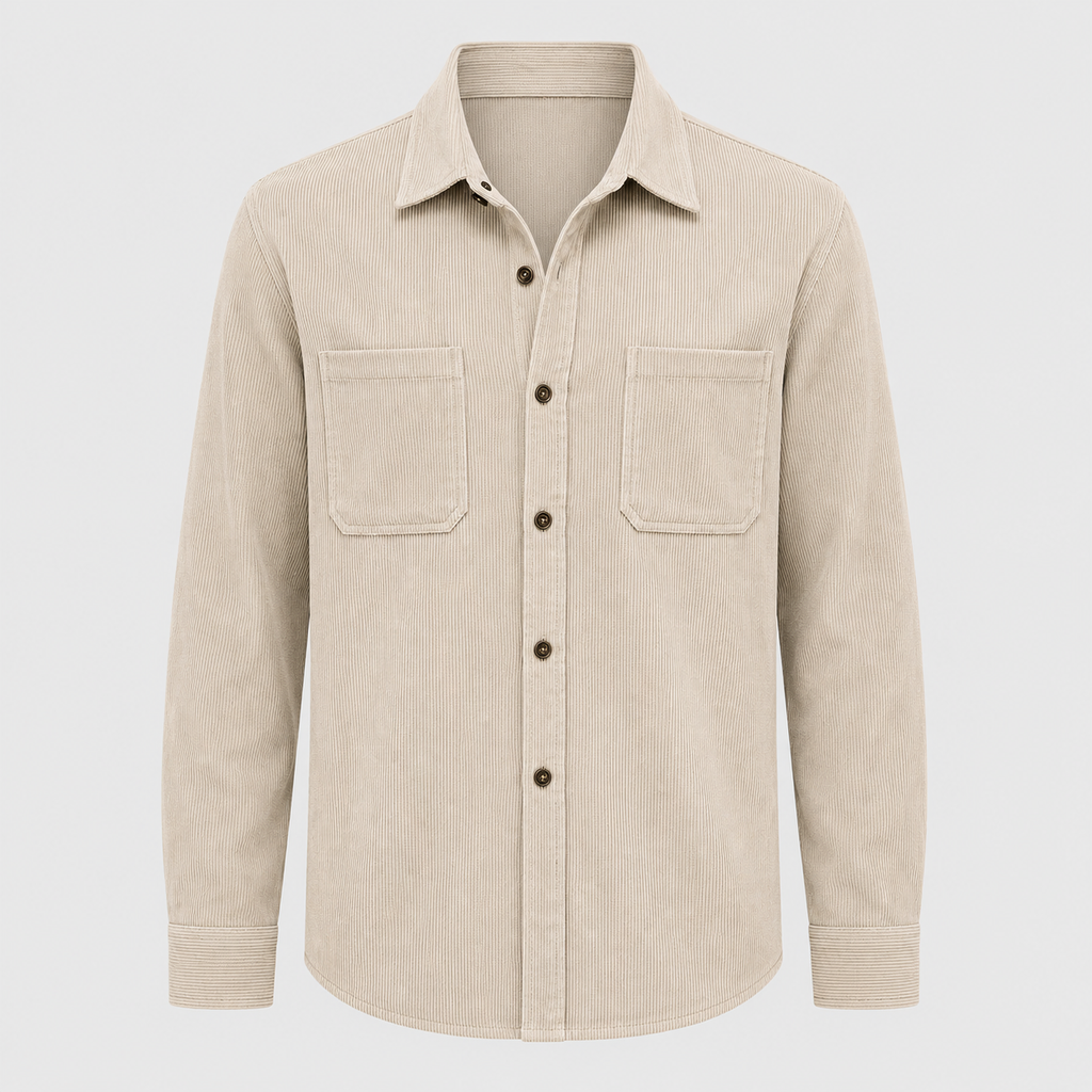Men's Slim Fit Corduroy Button-Down Shirt Black Canvas