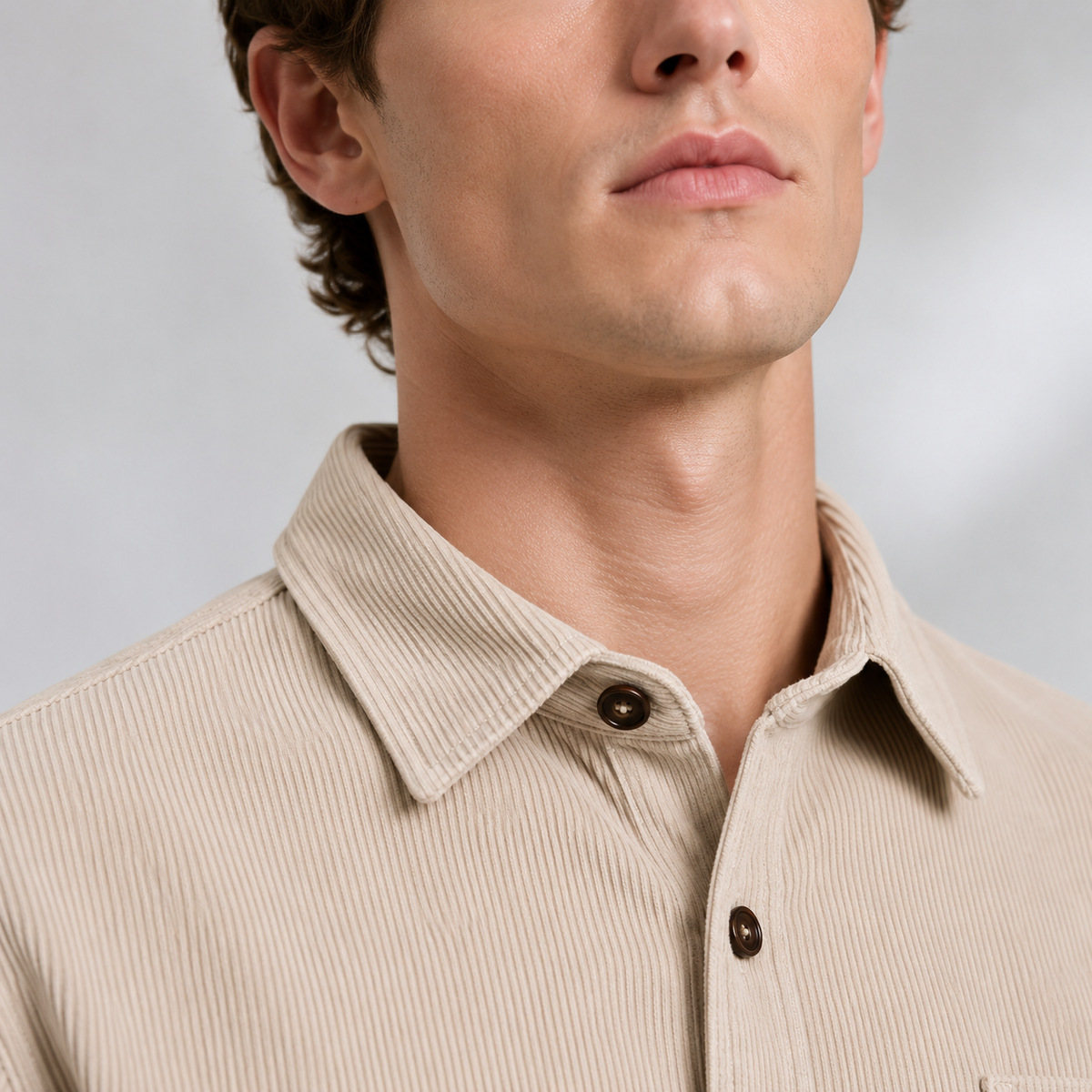 Men's Slim Fit Corduroy Button-Down Shirt Black Canvas