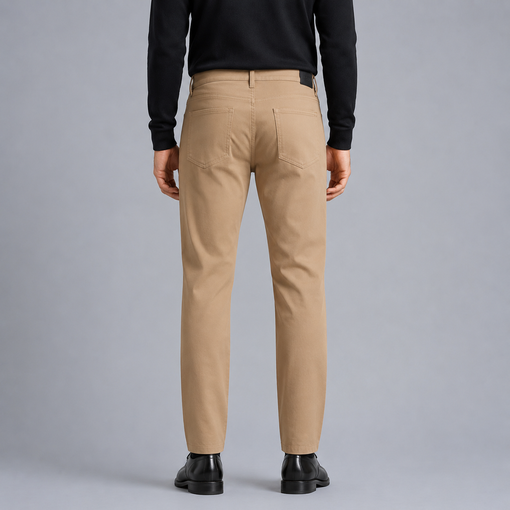 Men's Slim Fit Cotton Formal Zip Pocket Trousers Black Canvas