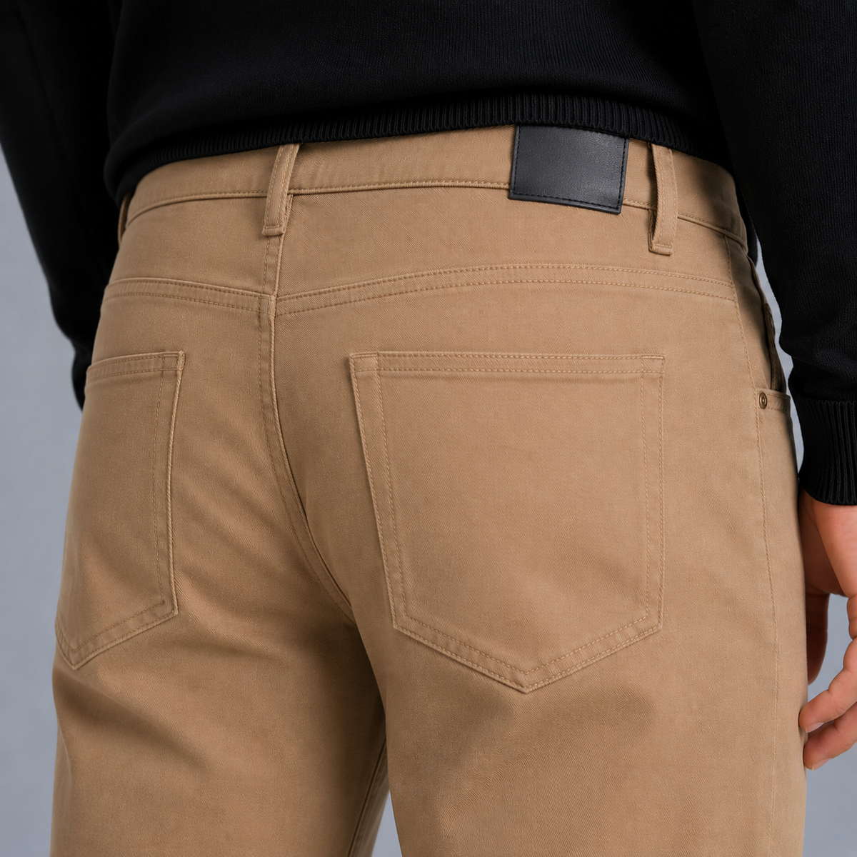 Men's Slim Fit Cotton Formal Zip Pocket Trousers Black Canvas