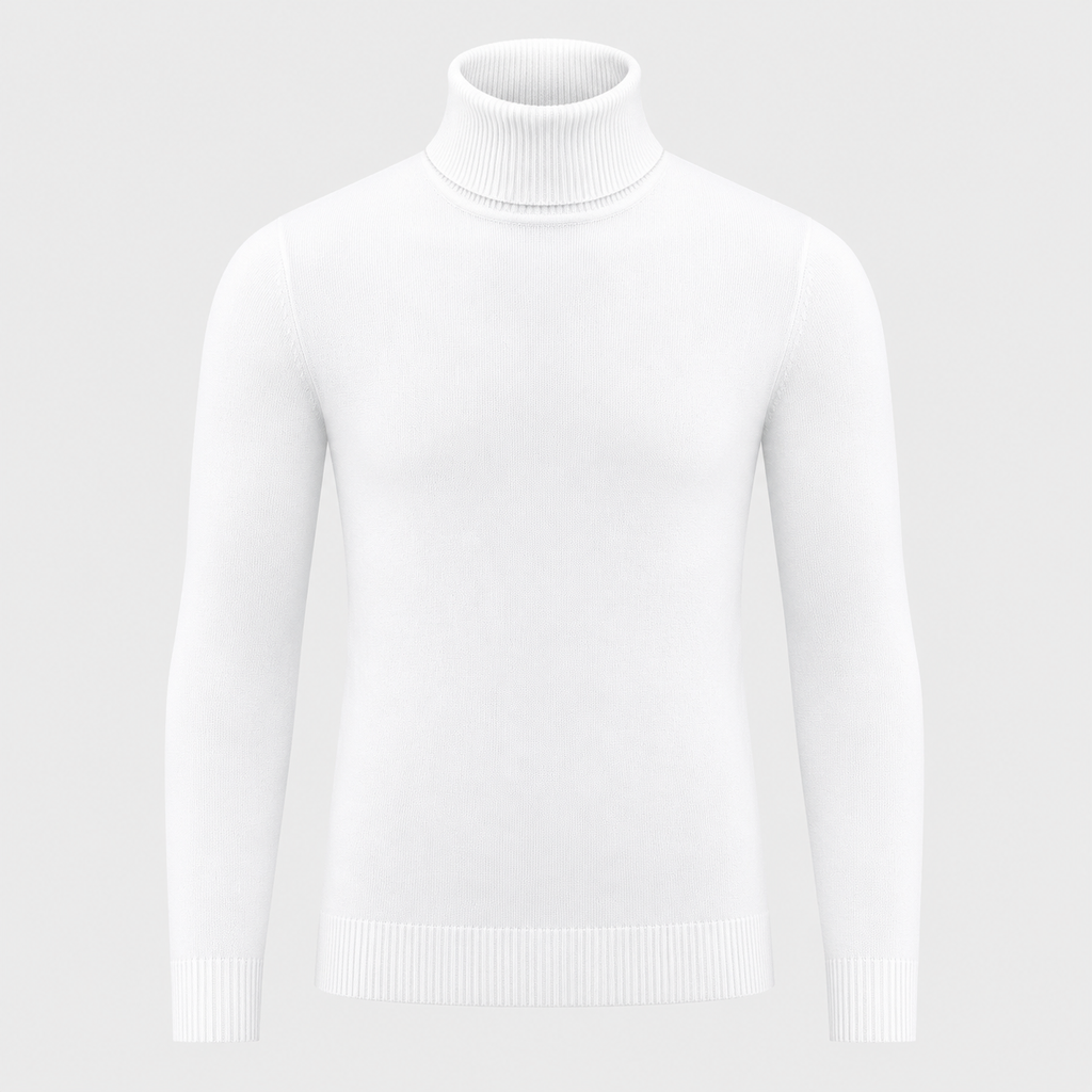 Men's Slim Fit Cotton Turtleneck Knit Jumper Black Canvas