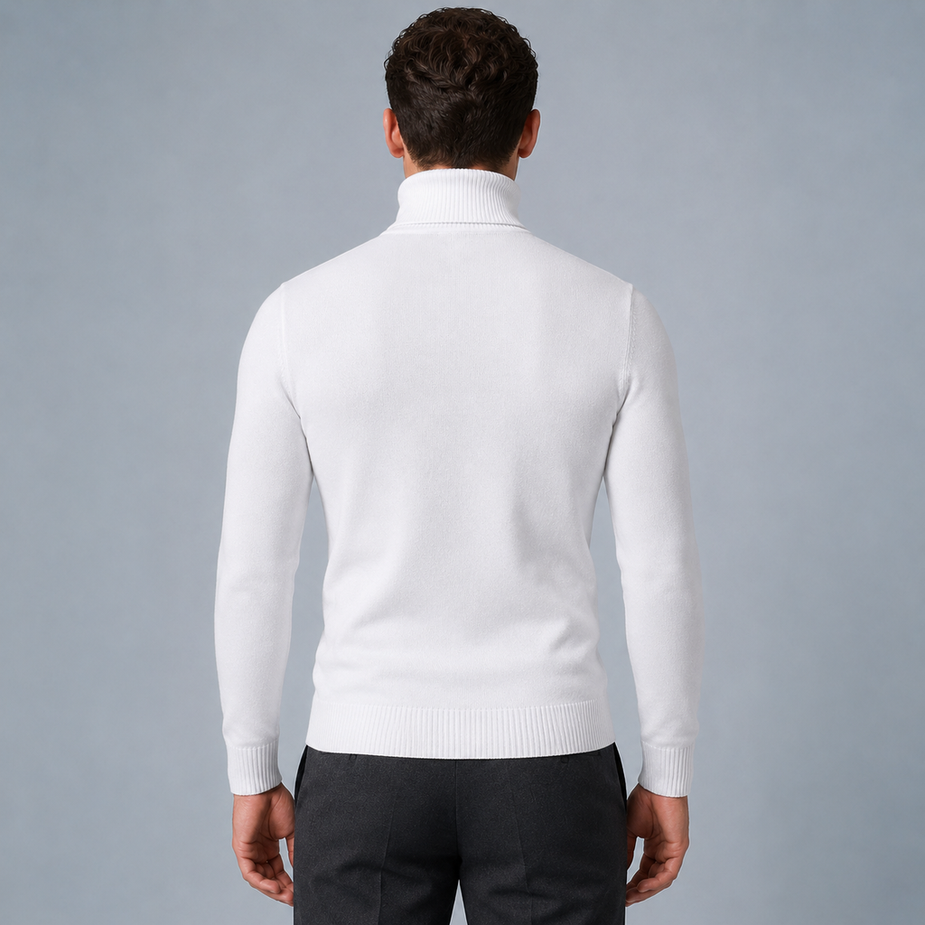 Men's Slim Fit Cotton Turtleneck Knit Jumper Black Canvas