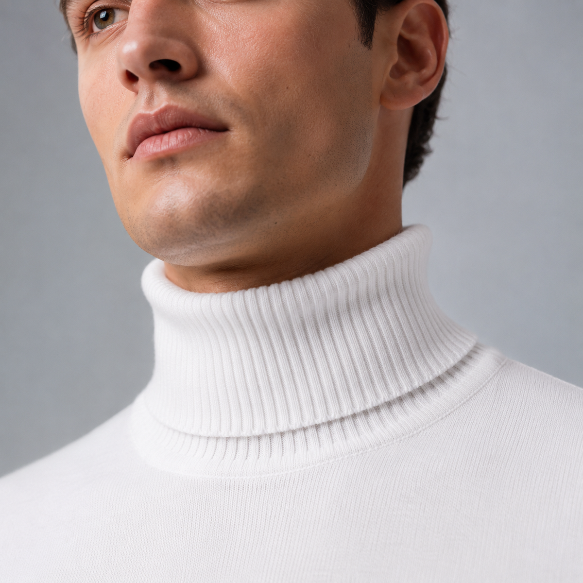 Men's Slim Fit Cotton Turtleneck Knit Jumper Black Canvas