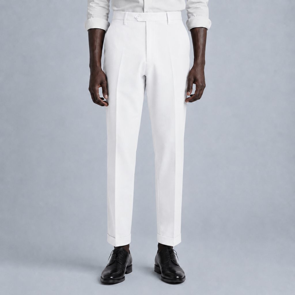 Men's Slim Fit Formal Tailored Trousers Black Canvas