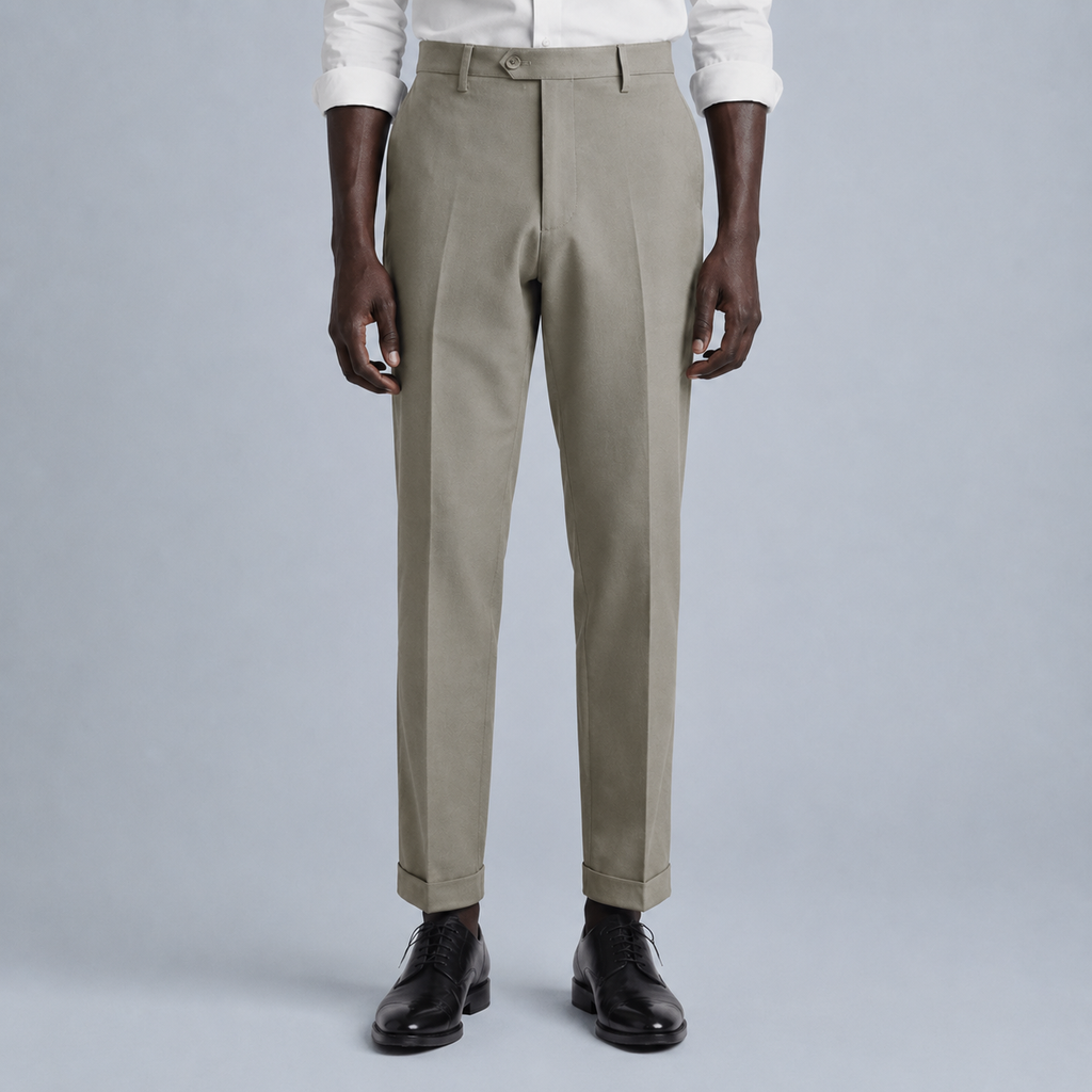 Men's Slim Fit Formal Tailored Trousers Black Canvas