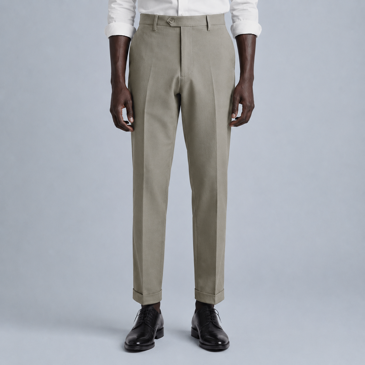 Men's Slim Fit Formal Tailored Trousers Black Canvas