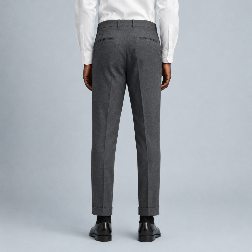 Men's Slim Fit Formal Tailored Trousers Black Canvas