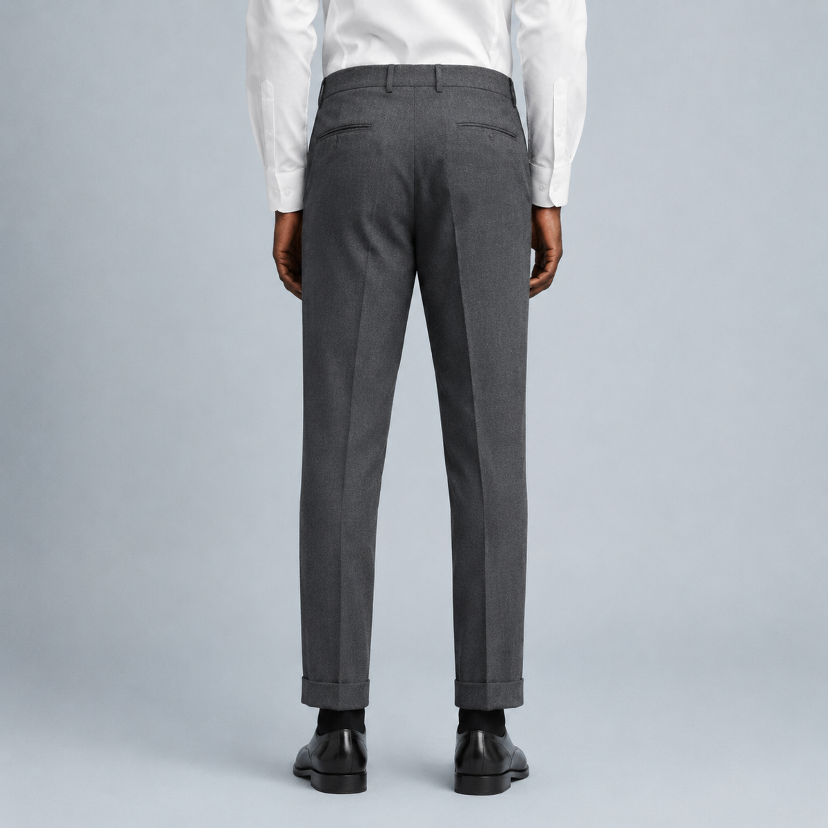 Men's Slim Fit Formal Tailored Trousers Black Canvas
