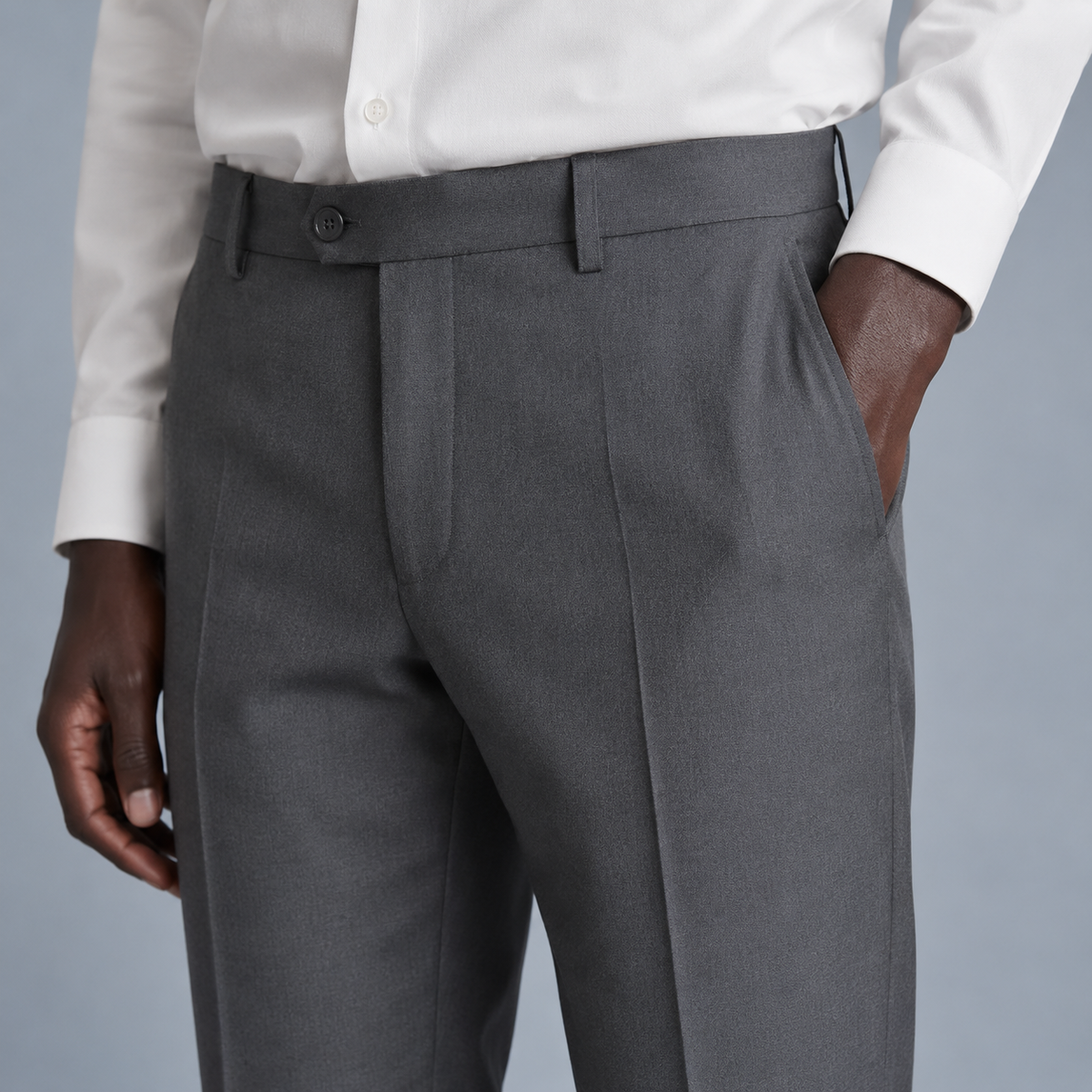 Men's Slim Fit Formal Tailored Trousers Black Canvas