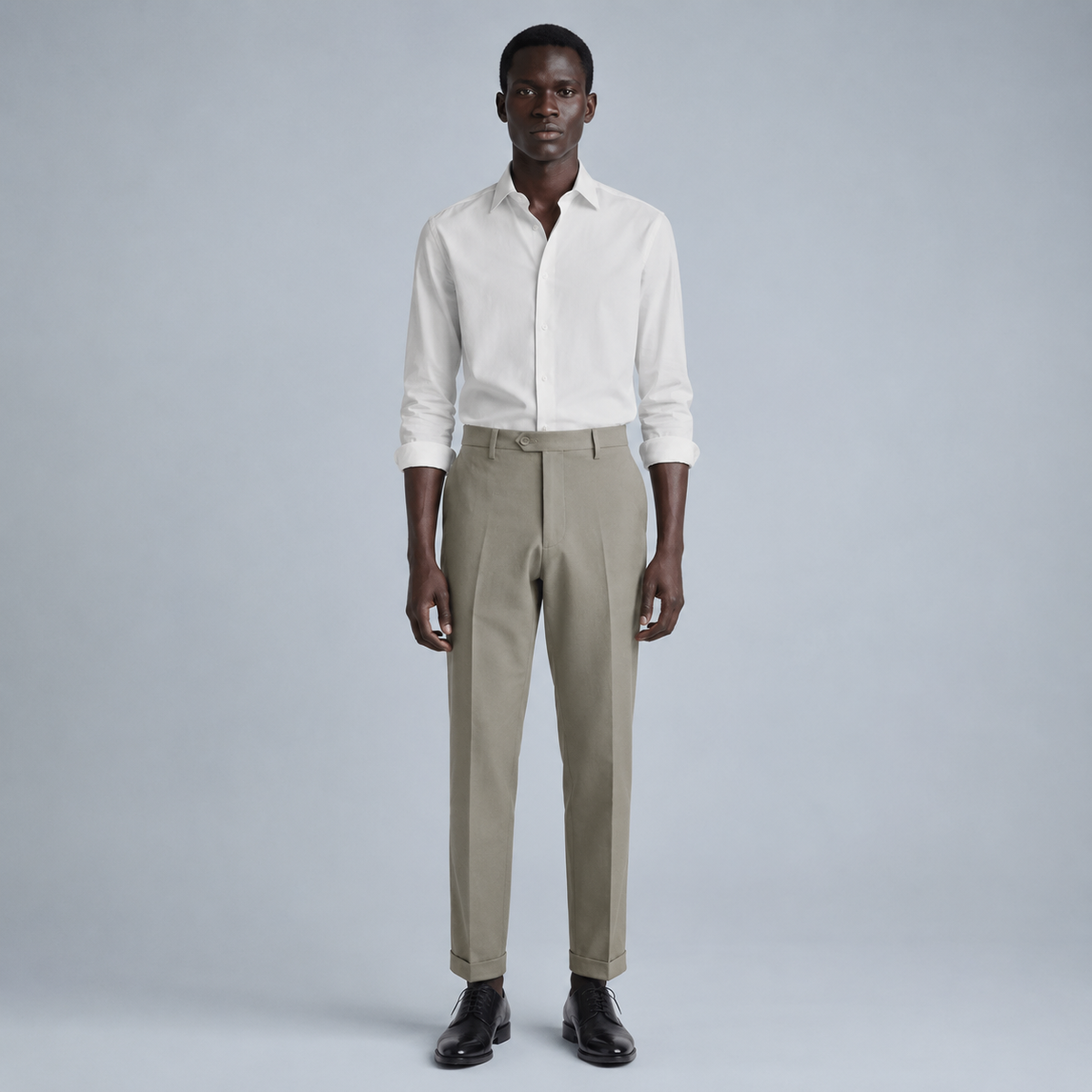 Men's Slim Fit Formal Tailored Trousers Black Canvas