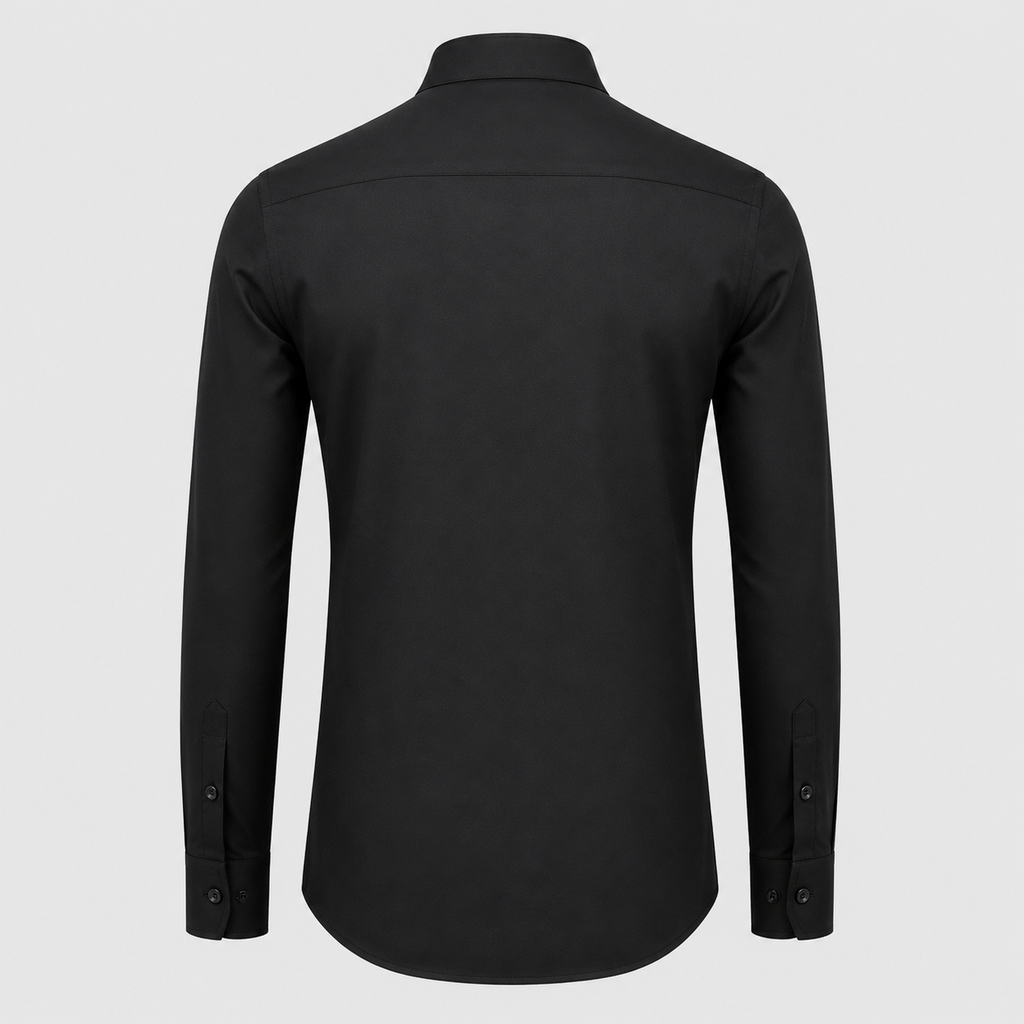 Men's Slim Fit Long Sleeve Black Shirt Black Canvas