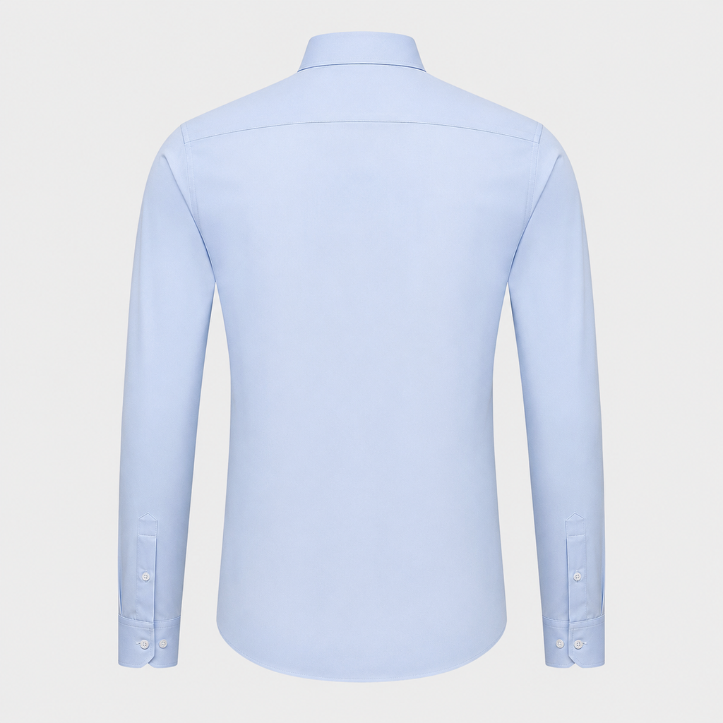 Men's Slim Fit Long Sleeve Light Blue Shirt Black Canvas