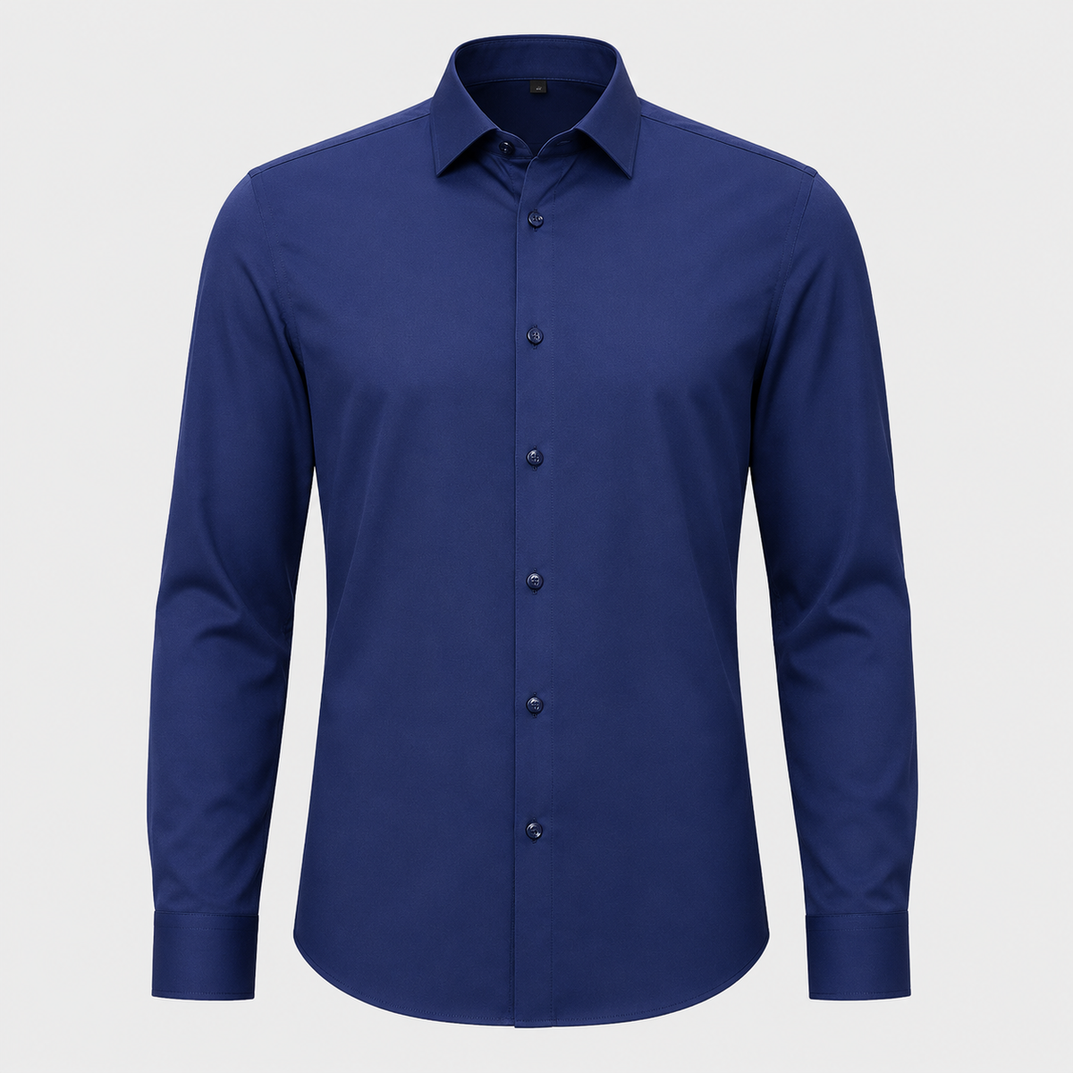 Men's Slim Fit Long Sleeve Navy Blue Shirt Black Canvas