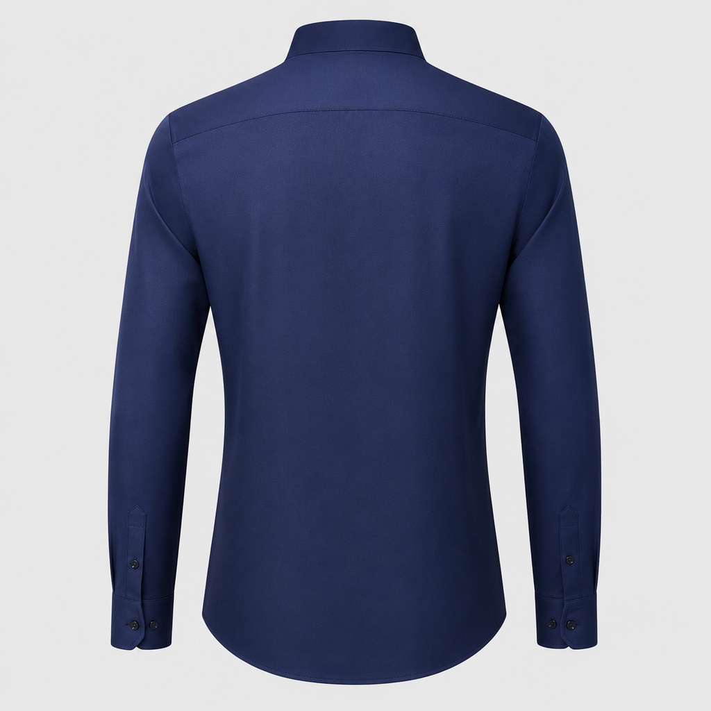Men's Slim Fit Long Sleeve Navy Blue Shirt Black Canvas