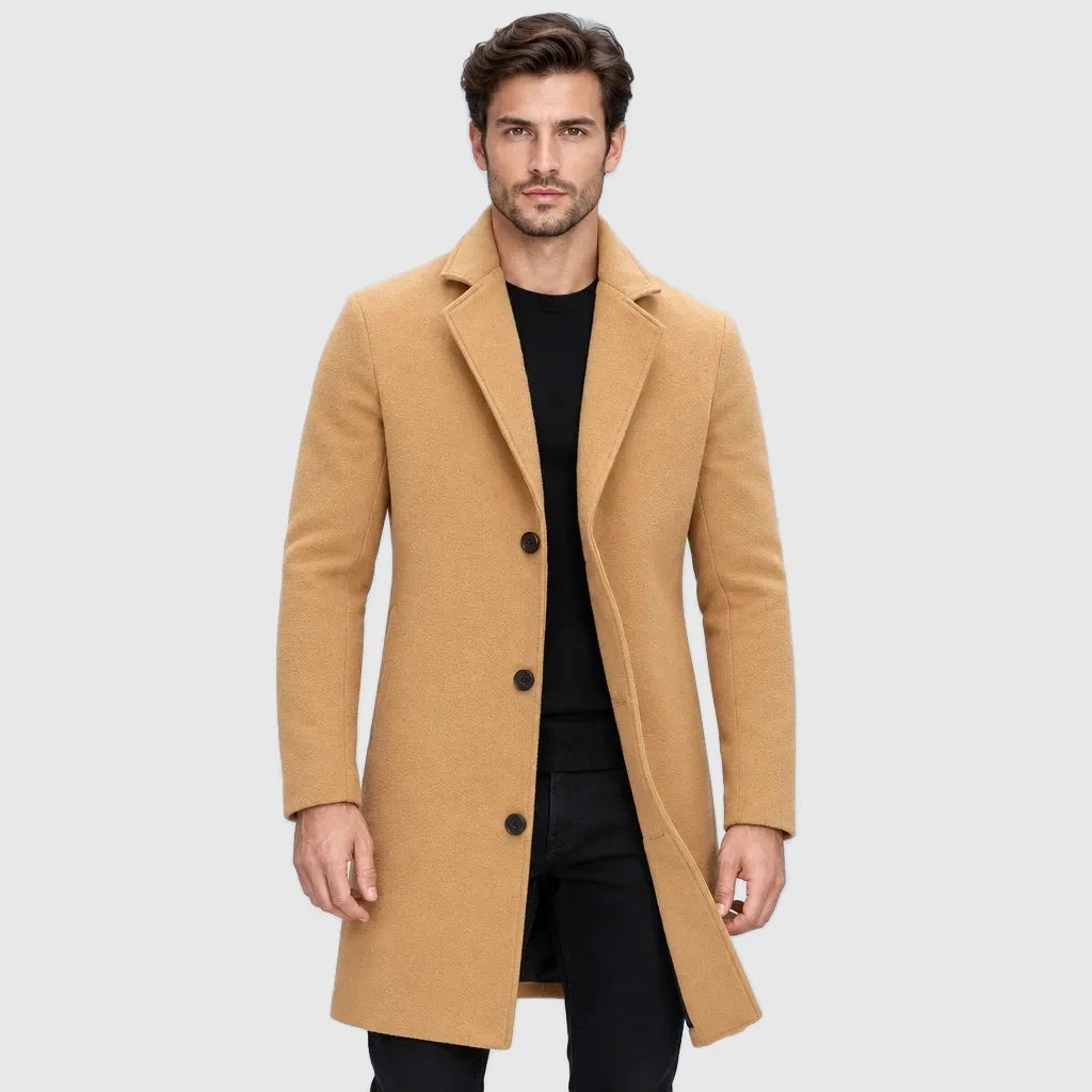 Men's Slim Fit Longline Wool Blend Coat