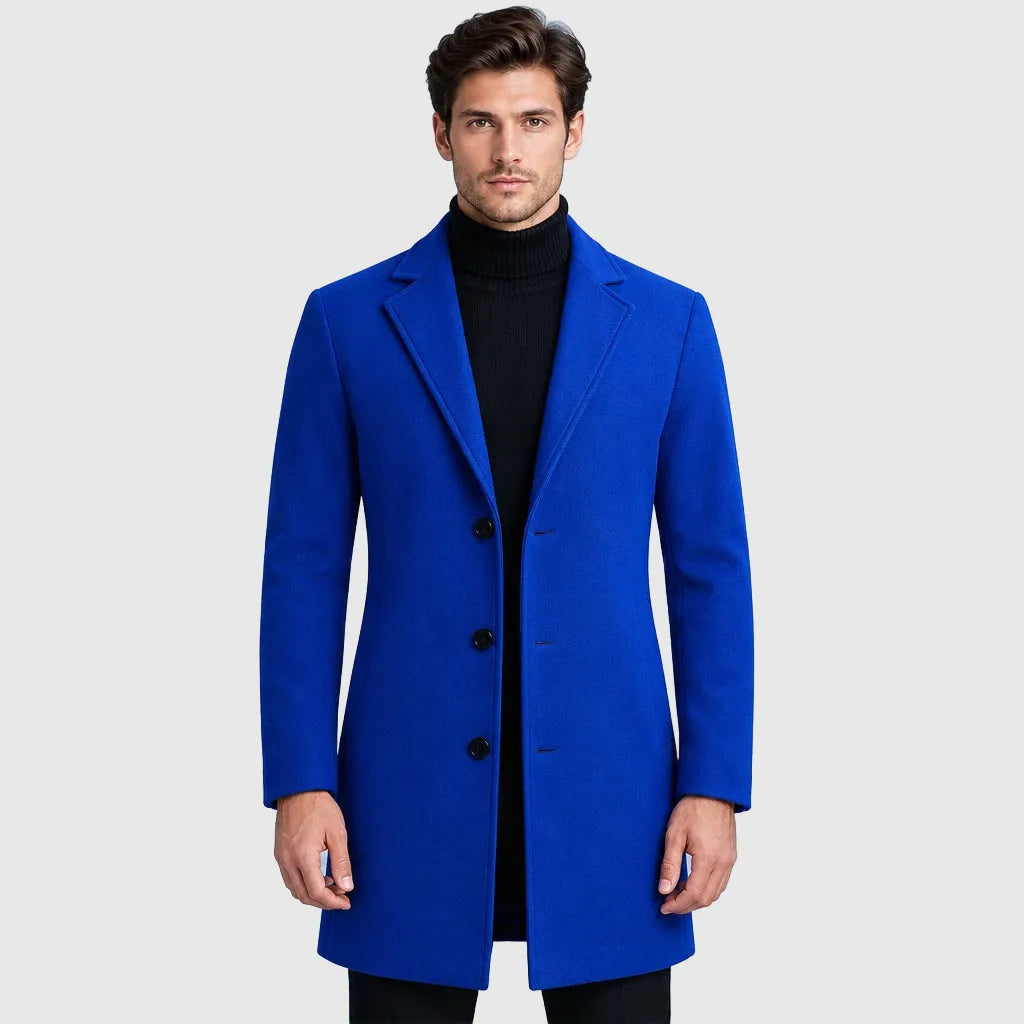 Men's Slim Fit Longline Wool Blend Coat